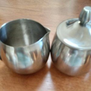 cream and sugar set William Rodgers vintage stainless Steele